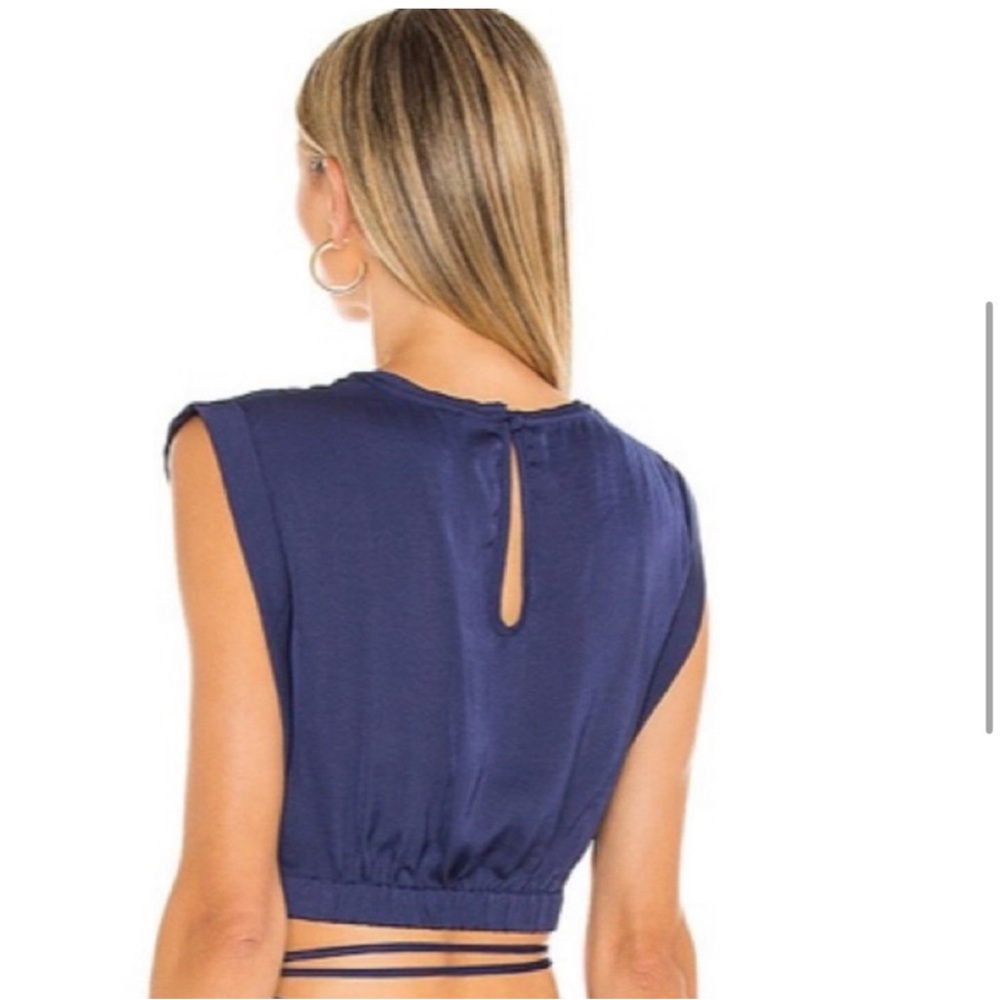 NWT Free People Remi Crop Top Large Smokey Sapphire Sleeveless Keyhole Back L - Picture 2 of 11